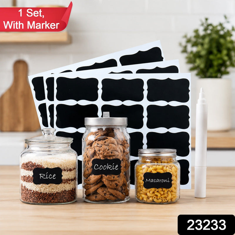 Fancy Shape Chalkboard Sticker Labels With Marker Pen Jar Labels (1 Set)