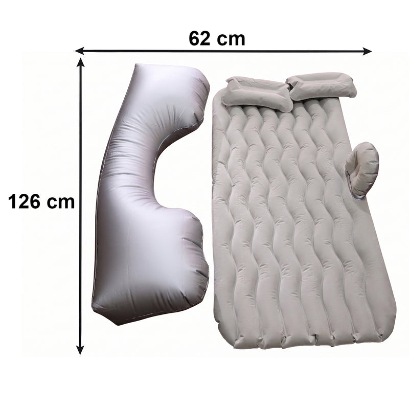 Portable Car Air Mattress Bed Set With Pump  Pillows Inflatable (Grey)