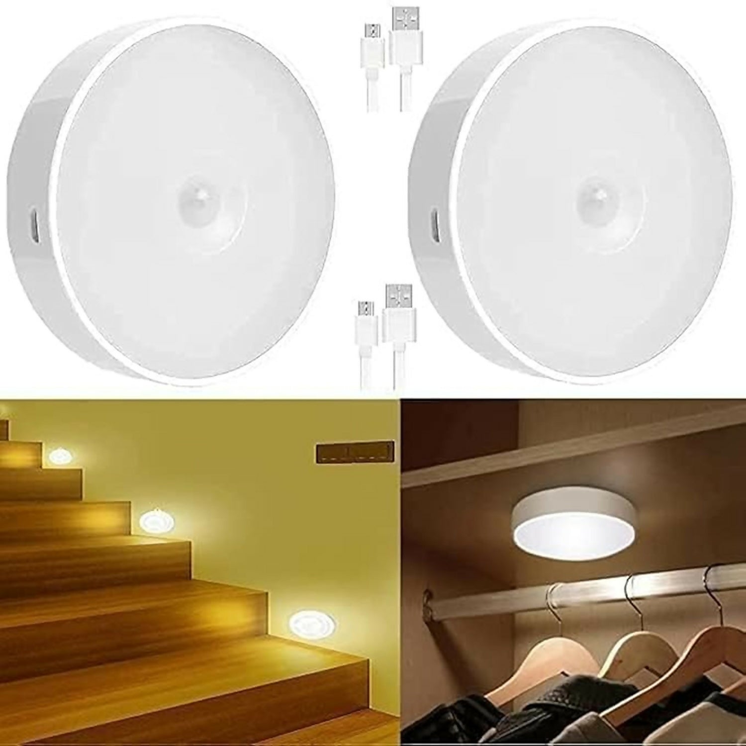 Rechargeable Motion Sensor LED Night Light with USB Charging