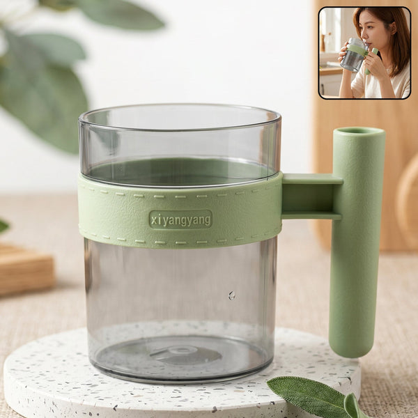 Transparent Plastic Cup With Handle Reusable Water Tea And Coffee Mug (1 Pc)