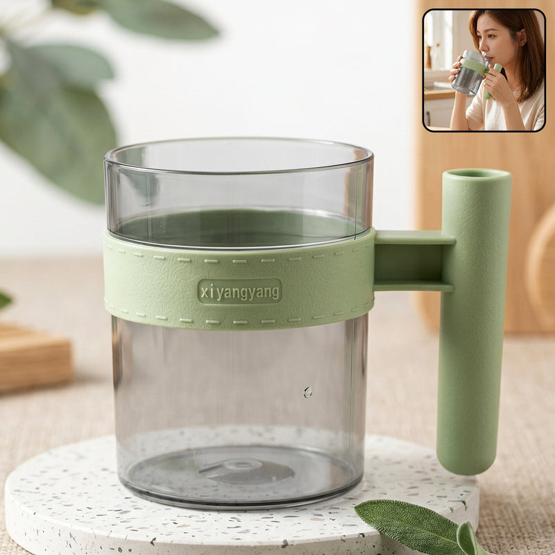 Transparent Plastic Cup With Handle Reusable Water Tea And Coffee Mug (1 Pc)