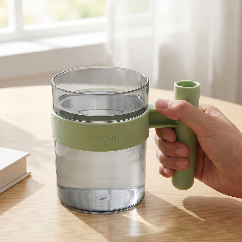 Transparent Plastic Cup With Handle Reusable Water Tea And Coffee Mug (1 Pc)