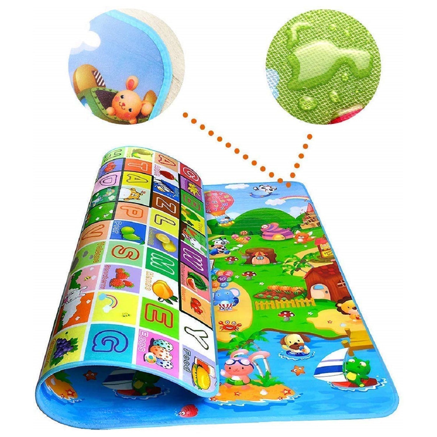 8059 Waterproof Double Side Baby Play Floor Mat For Kids Home With Bag (Size 120 X 180cm)