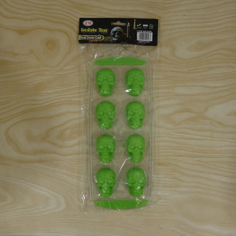 Plastic 8 Grid Ice Cube Tray With Lid Skull Shape Freezer Ice Mold (1 Pc)