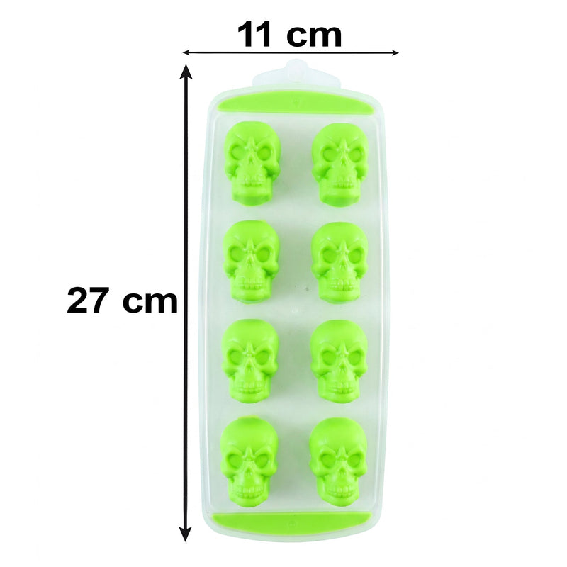 Plastic 8 Grid Ice Cube Tray With Lid Skull Shape Freezer Ice Mold (1 Pc)