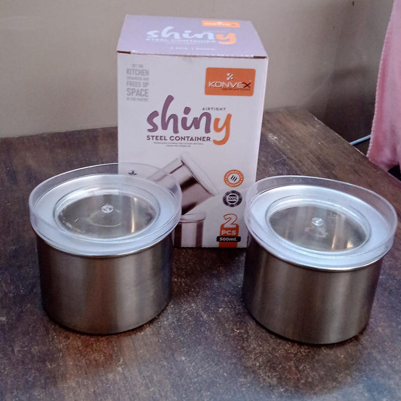 Multipurpose Stainless Steel Airtight Containers With See Through Lid (2 Pc  500 Ml)