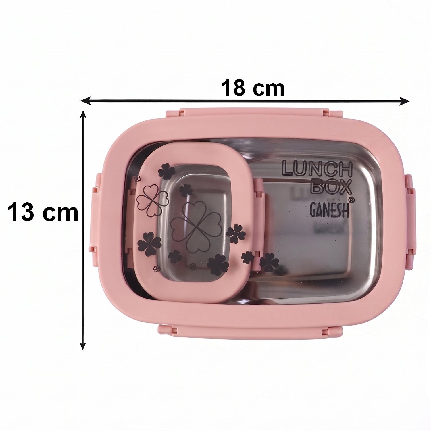 Ganesh Alpha Junior Stainless Steel Lunch Box Set 650 Ml + 140 Ml Approx
