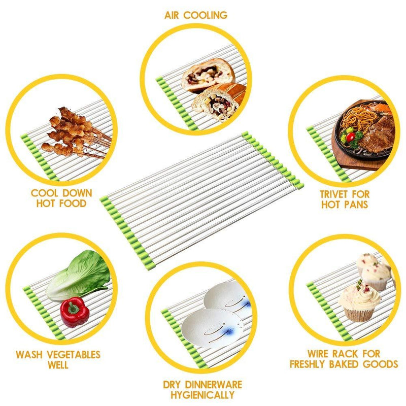2064 Foldable Drain Rack Kitchen Sink Roll Up Dish Drying Rack Portable Dish Rack