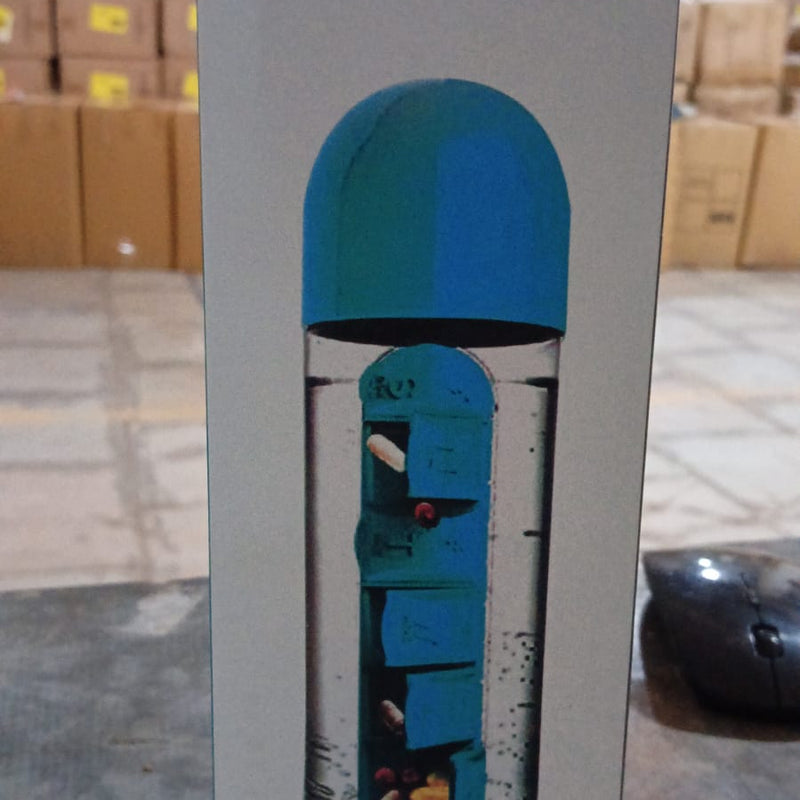 12911 Pill  Vitamin Bottle Water Bottle Multi Functional Use For Traveling  Outdoor Use Water Bottle Travelling Kit Summer Special Bottle (600 Ml   Mix Color )