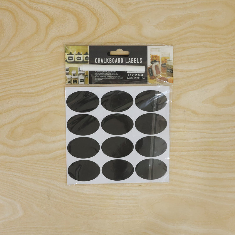Oval Chalkboard Sticker Labels With Marker Pen Reusable Jar Labels (1 Set)