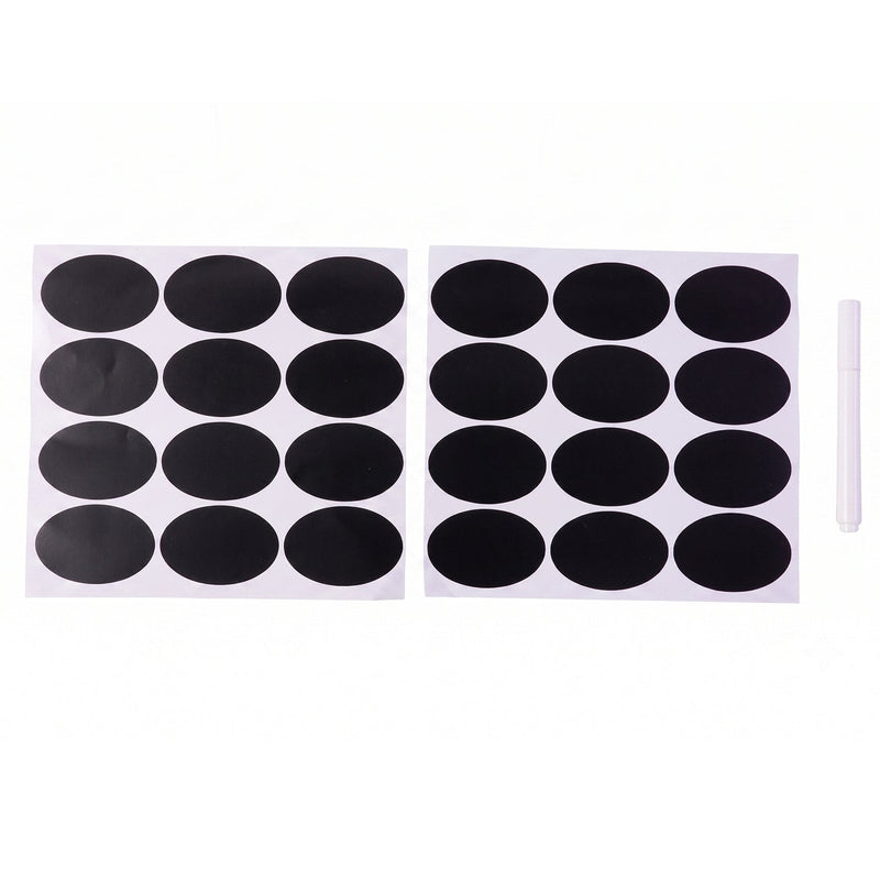 Oval Chalkboard Sticker Labels With Marker Pen Reusable Jar Labels (1 Set)
