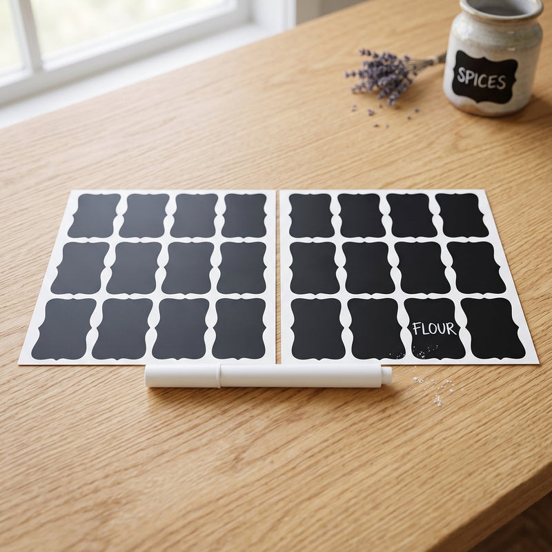 Fancy Shape Chalkboard Sticker Labels With Marker Pen Jar Labels (1 Set)