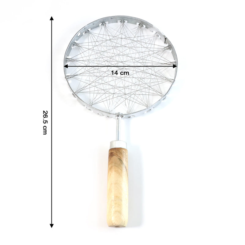 Stainless Steel Wire Skimmer With Wooden Handle (1 Pc)