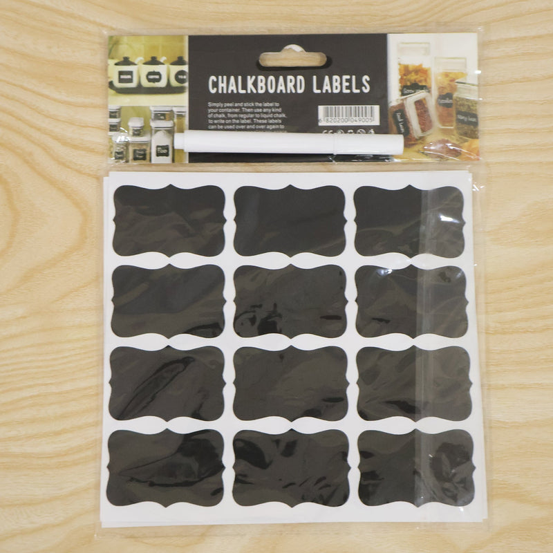Fancy Shape Chalkboard Sticker Labels With Marker Pen Jar Labels (1 Set)
