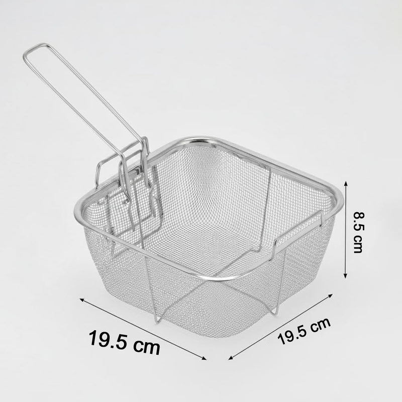 Stainless Steel Deep Fryer Basket With Long Handle (1 Pc)