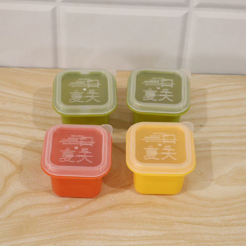 Square Ice Cube Mould Set With Lids Multicolor For Drinks And Cocktails (4 Pc)