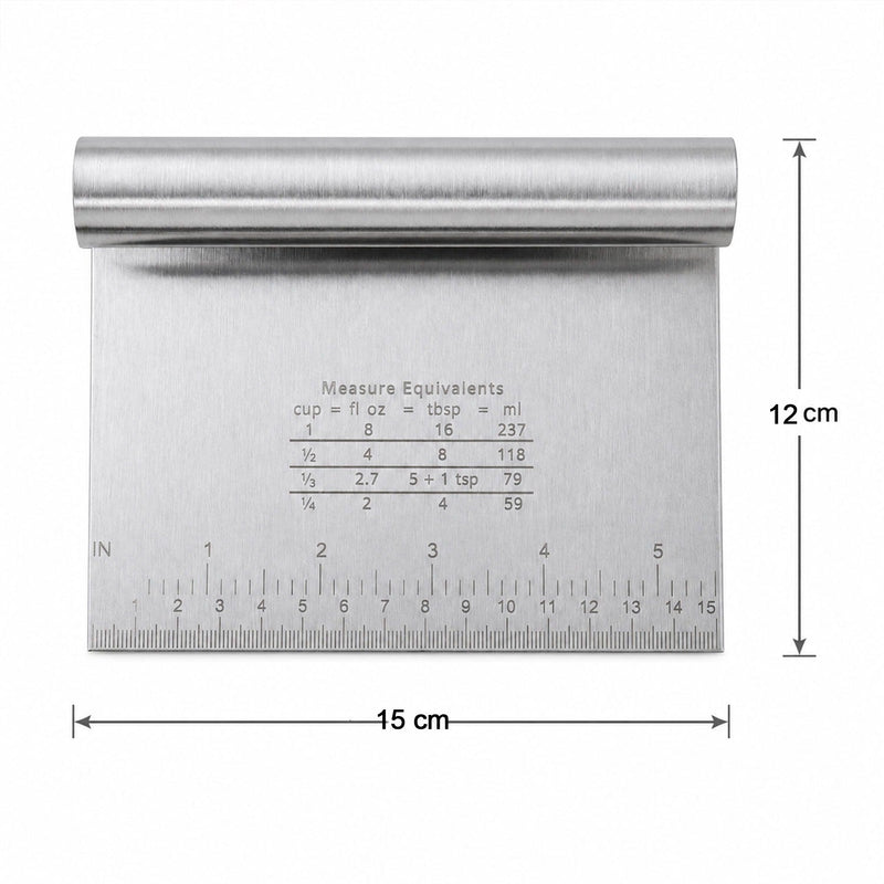 Small Stainless Steel Dough Scraper Cutter 15 X 12 Cm With Scale (1 Pc)
