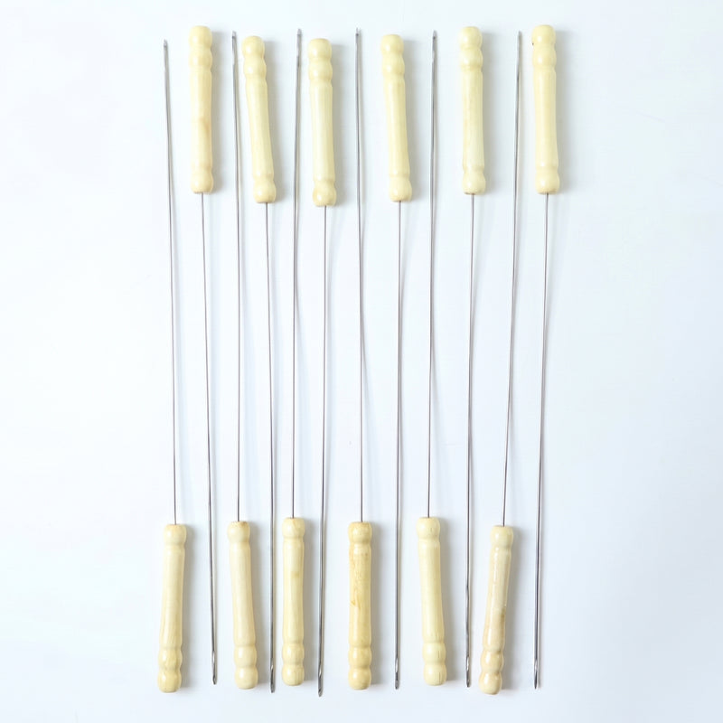 Stainless Steel Bbq Skewers With Wooden Handle (12 Pc)