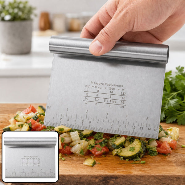 Small Stainless Steel Dough Scraper Cutter 15 X 12 Cm With Scale (1 Pc)
