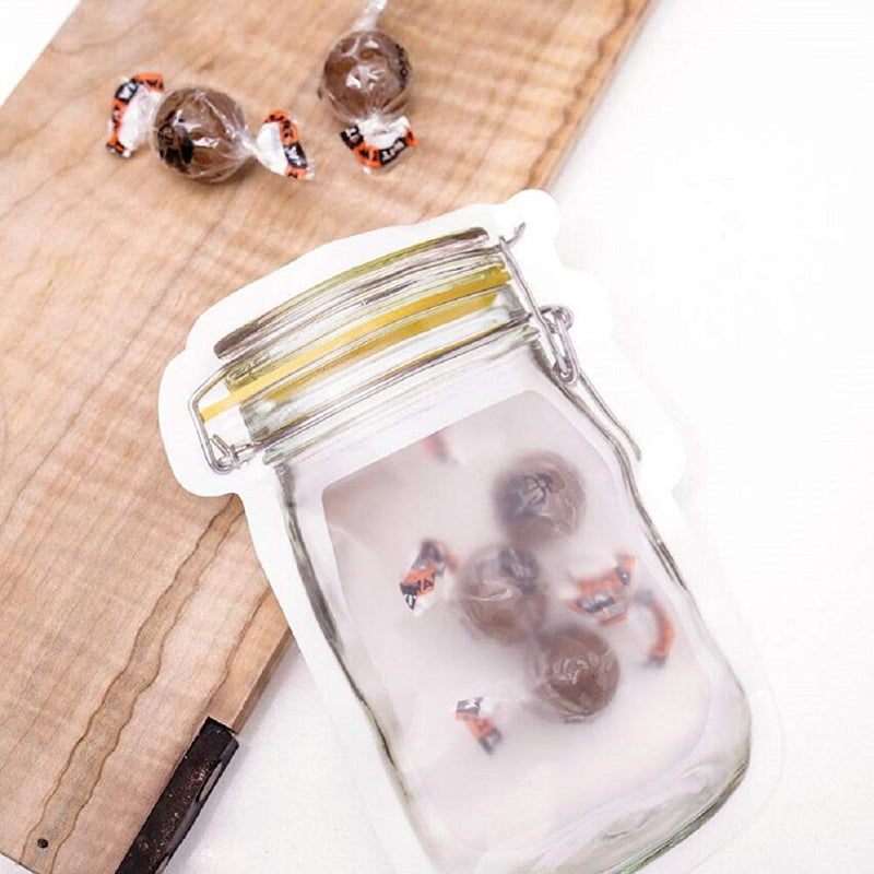 1073 Reusable Airtight Seal Plastic Food Storage Mason Jar Zipper (150ml)