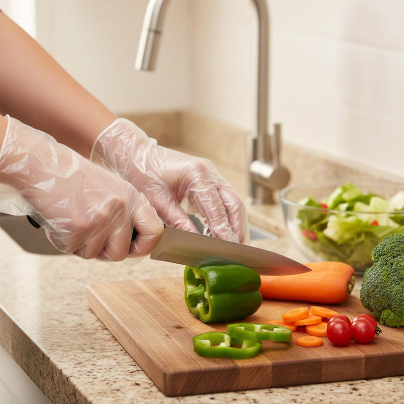 Disposable Clear Plastic Gloves (100  Pc Medium)