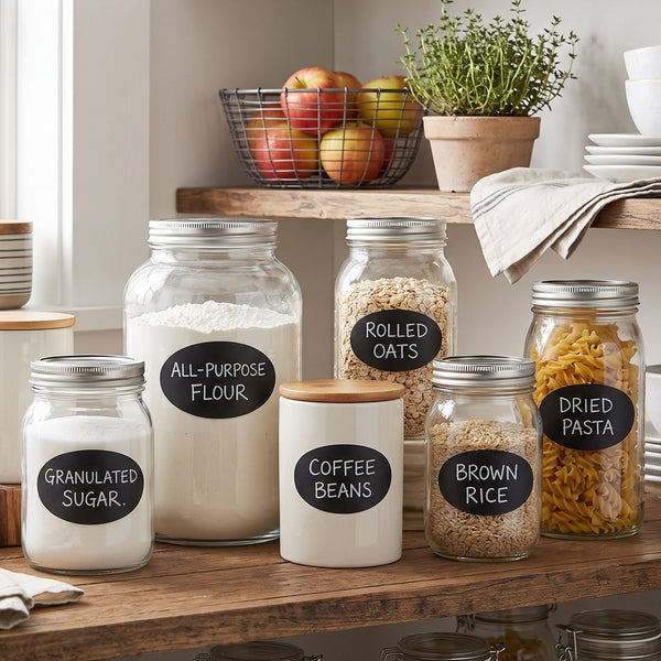 Oval Chalkboard Sticker Labels With Marker Pen Reusable Jar Labels (1 Set)