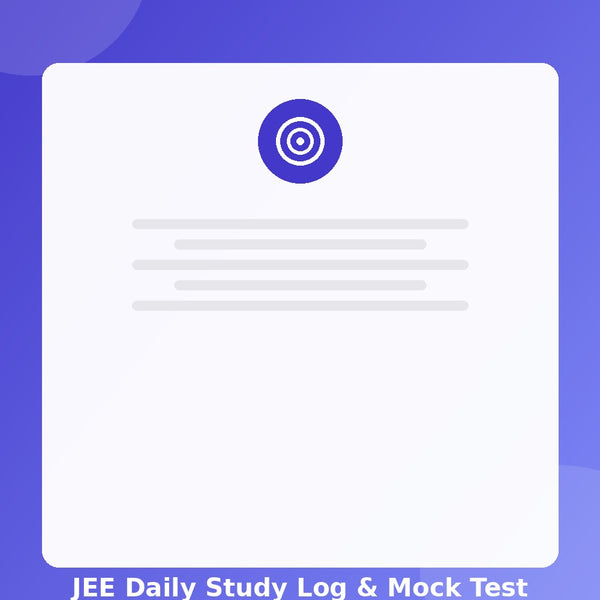 JEE Daily Study Log & Mock Test Tracker — Excel (Instant Download)