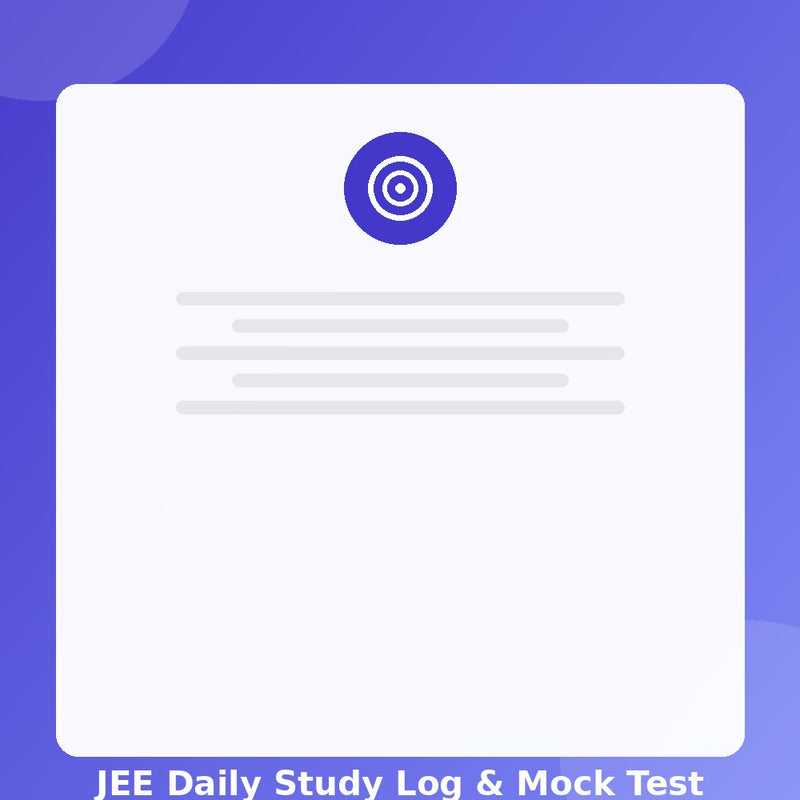 JEE Daily Study Log & Mock Test Tracker — Excel (Instant Download)