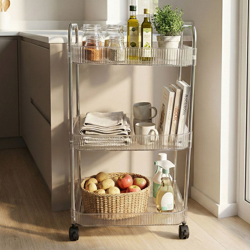 3 Layer Multipurpose Storage Trolley With Wheels