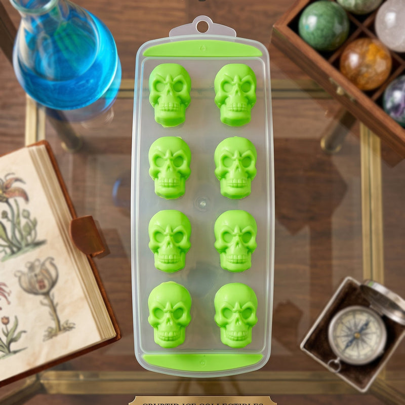 Plastic 8 Grid Ice Cube Tray With Lid Skull Shape Freezer Ice Mold (1 Pc)