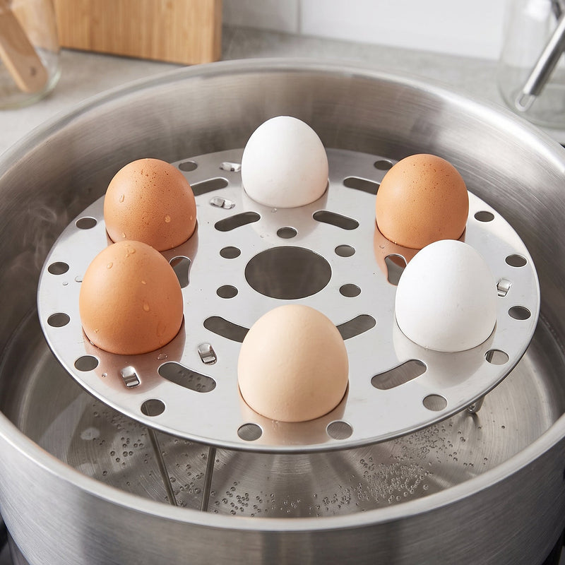 Stainless Steel Round Egg Steamer Rack Folding Trivet Stand For Pot (1 Pc)