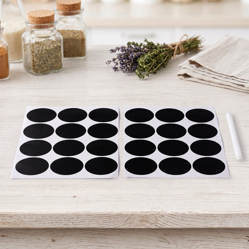 Oval Chalkboard Sticker Labels With Marker Pen Reusable Jar Labels (1 Set)