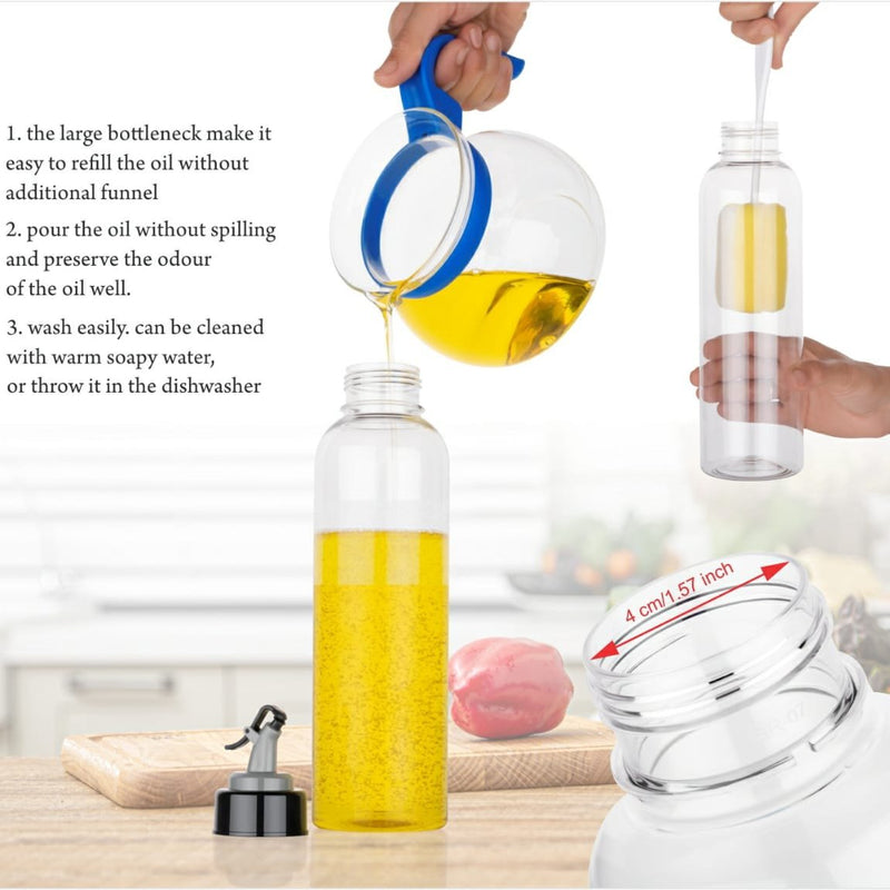 2138  1ltr Oil Dispenserwith Lid - Clear Drip Free Spout Controlled Use
