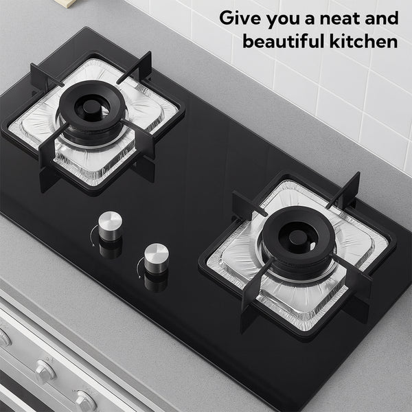 Aluminum Gas Stove Burner Protector Covers (10 Pc  23x23 Cm)